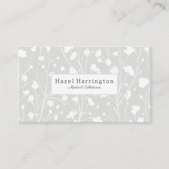 Neutral Soft Floral Elegant QR Business Card  (Front)