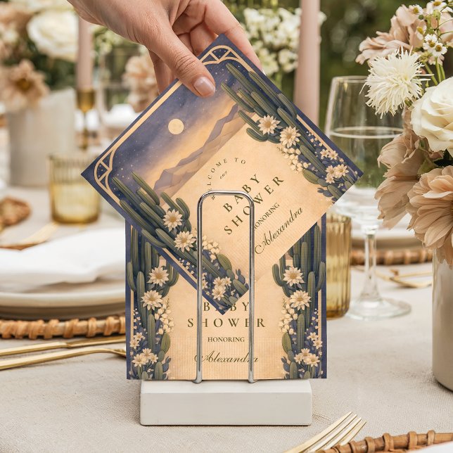 Neutral Southwest Cactus Botanicals Baby Shower Napkin (Creator Uploaded)