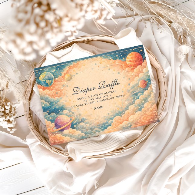 Neutral Space Planets Stars Diapper Raffle  Enclosure Card (Creator Uploaded)