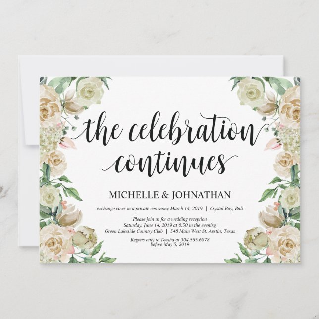 Neutral Spring Elopement Reception Invitation Card (Front)