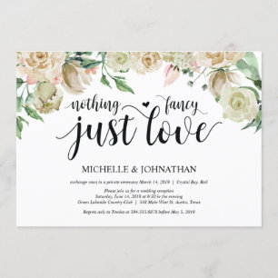 Neutral Spring Elopement Reception Invitation Card
