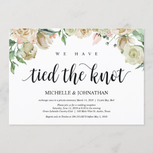 Neutral Spring Elopement Reception Invitation Card