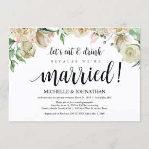 Neutral Spring Elopement Reception Invitation Card