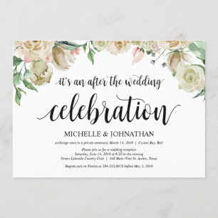 Neutral Spring Elopement Reception Invitation Card