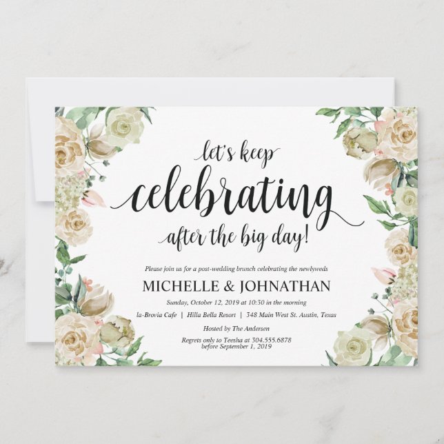 Neutral Spring Post Wedding Brunch Invitation Card (Front)
