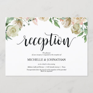 Neutral Spring Wedding Reception Invitation Card