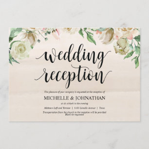 Neutral Spring Wedding Reception Invitation Card