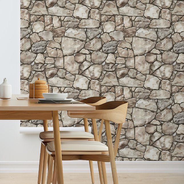 Neutral Stacked Rustic Stone Wallpaper (Creator Uploaded)