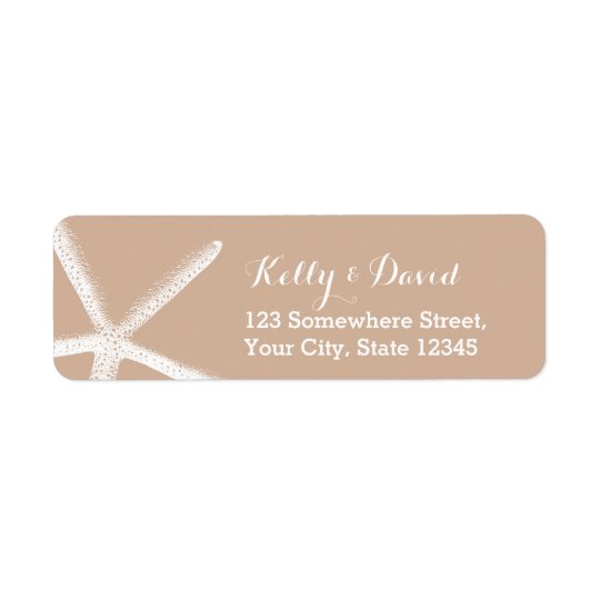 Neutral Starfish Beach Wedding Return Address Return Address Label