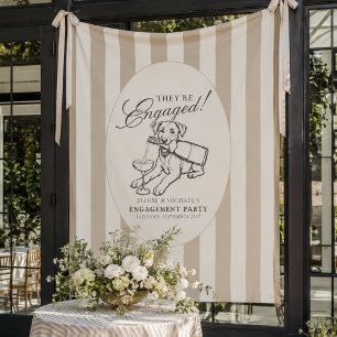 Neutral Stripe Labrador Retriever Engagement Party Tapestry