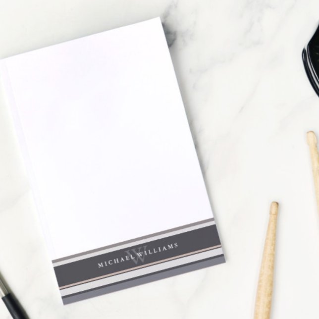Neutral Stripes Monogrammed Post-it Notes (Creator Uploaded)