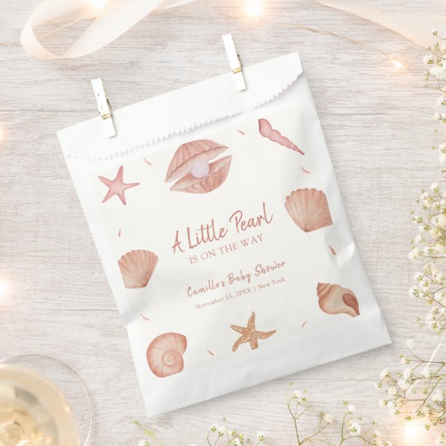 Neutral Summer Ocean Seashell Pearl Baby Shower  Favour Bag (Clipped)