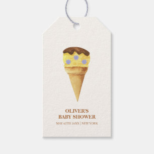 Neutral Summer Scoop Ice Cream Boy Baby Shower Gift Tags