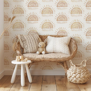 Neutral Sun & Rainbow Blockprint Peel & Stick Wallpaper