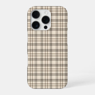 Neutral Tan and Beige Fine Tartan iPhone 16 Pro Case