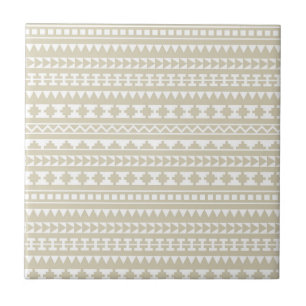 Neutral Tan Aztec Tribal Pattern Tile