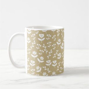 Neutral Tan Farmhouse Country Floral Casual Coffee Mug