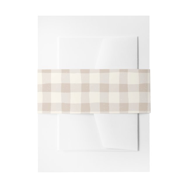Neutral Tan Gingham  Invitation Belly Band (Front Example)