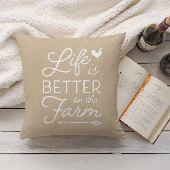 Neutral Tan Kraft Life Is Better On The Farm Cushion (Creator Uploaded)