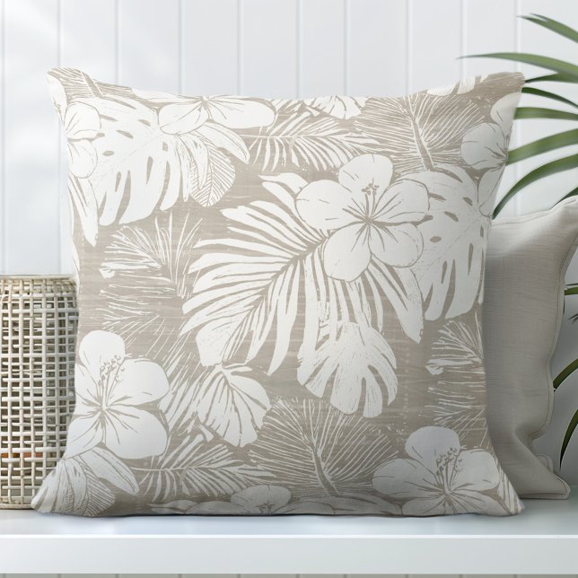 Neutral Tan Tropical Throw Pillow (Creator Uploaded)