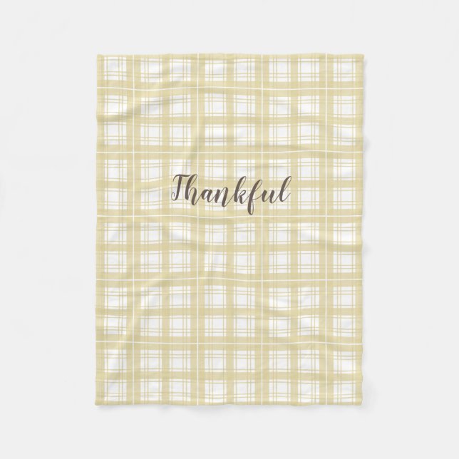 neutral tartan fall  pattern  fleece blanket (Front)