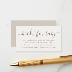 Neutral Taupe Books for Baby Shower Enclosure Card