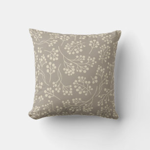 Neutral Taupe Brown Cream Rustic Botanical  Cushion