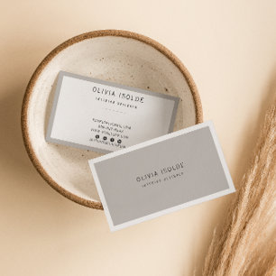 Neutral Taupe Grey Minimalist Modern Boho Trendy Business Card