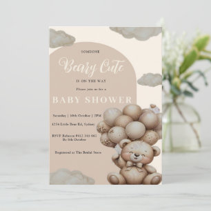 Neutral Teddy Bear Baby Shower Invitation
