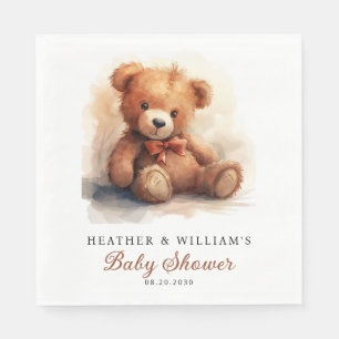 Neutral Teddy Bear Baby Shower Napkin