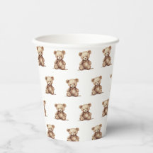Neutral Teddy Bear Baby Shower Paper Cup