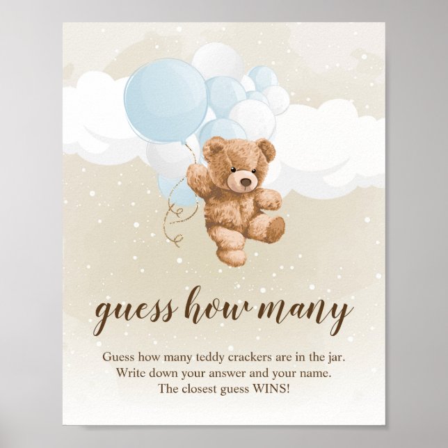 Neutral Teddy Bear Baby Shower Sign (Front)
