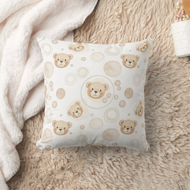 Neutral Teddy Bear Circle Pattern Beige Baby (2) Cushion (Blanket)