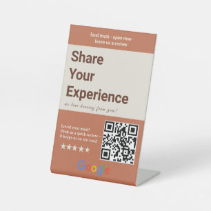 Neutral Teracotta Share Your Experience QR Code Pedestal Sign