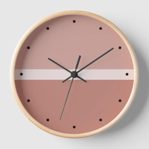 Neutral Terracotta Colorblock with Black Accents Clock