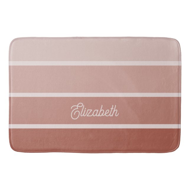 Neutral Terracotta | Ombre Stripes with Script Bath Mat (Front)