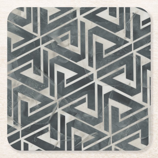 Neutral Tile Collection - Geometric Square Paper Coaster (Front)