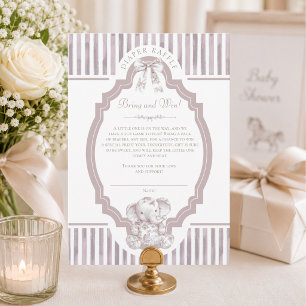 Neutral Toile Baby Shower Diaper Raffle Card