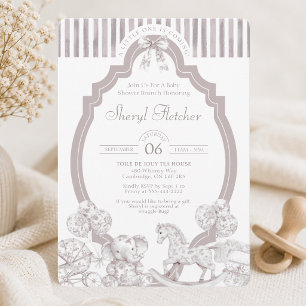Neutral Toile de Jouy Baby Shower Invitation