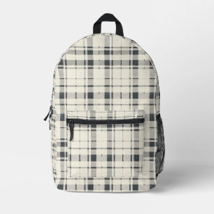 Neutral Toned Chequered Printed Backpack