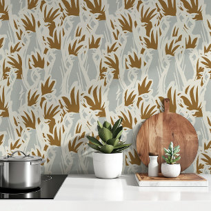 Neutral Toned Pop Art Cockatoos Wallpaper