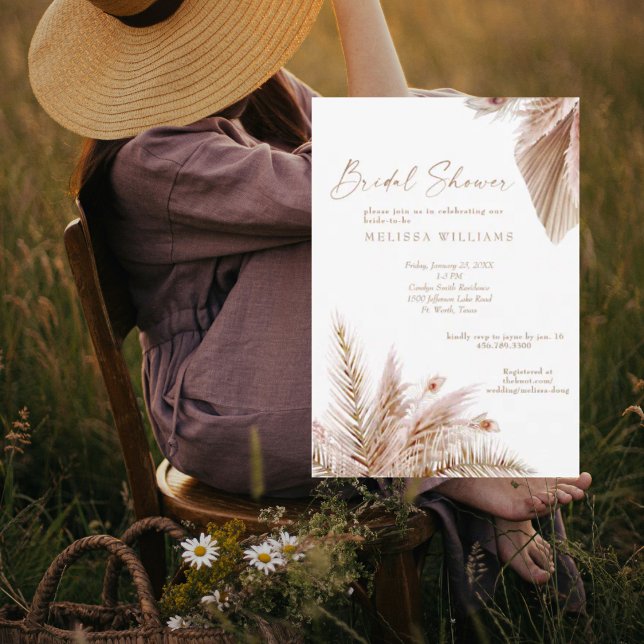 Neutral Tones Pampas Bridal Shower Invitation (Creator Uploaded)