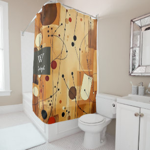 Neutral Tones with Abstract Shapes Shower Curtain