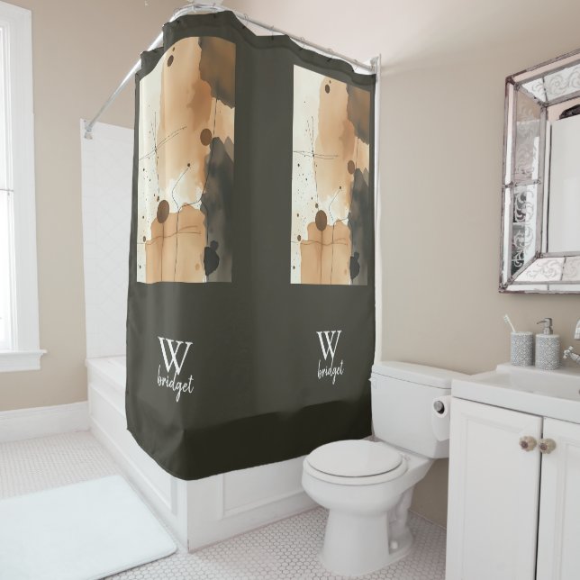 Neutral Tones with Abstract Shapes Shower Curtain (In Situ)
