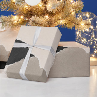 Neutral Torn Paper Collage Wrapping Paper