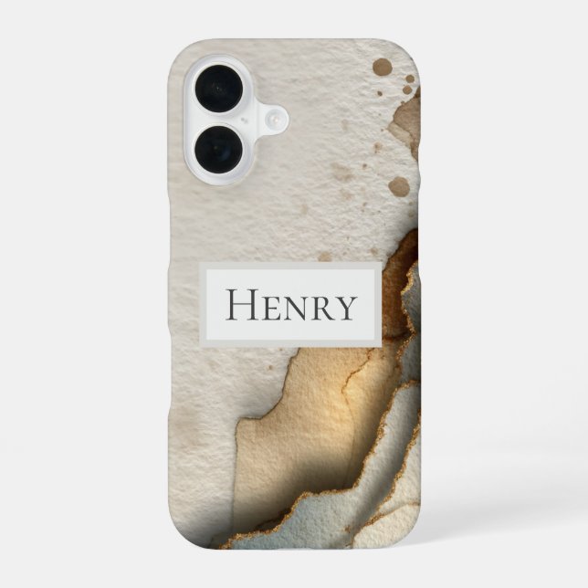 Neutral Torn Paper  iPhone 16 Case (Back)