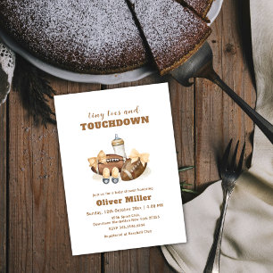 Neutral Touchdown Bow Football Bottle Baby Shower Invitation