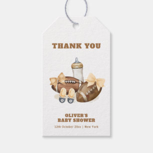 Neutral Touchdown Football Boy Baby Shower Gift Tags