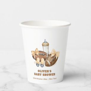 Neutral Touchdown Football Boy Baby Shower Paper Cups