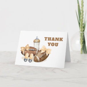 Neutral Touchdown Football Boy Baby Shower Thank You Card